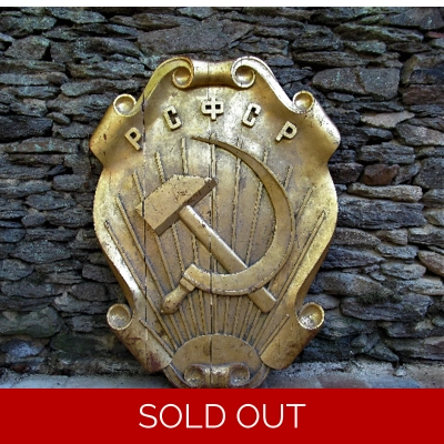 Avante garde huge Antique Soviet communist party emblem in wood hammer and sickle rare 1940s Soviet constructivism Bauhaus